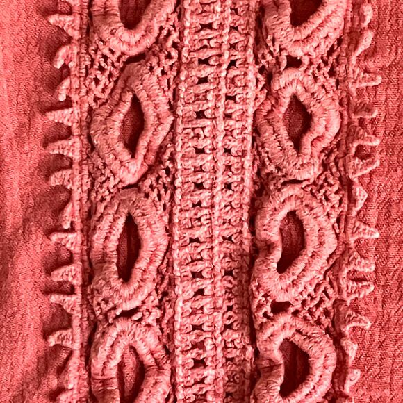 JP Richard Crochet Tunic Top Embroidered Pink Gauze Flowy XL Peasant Cottage Y2K - Picture 5 of 16